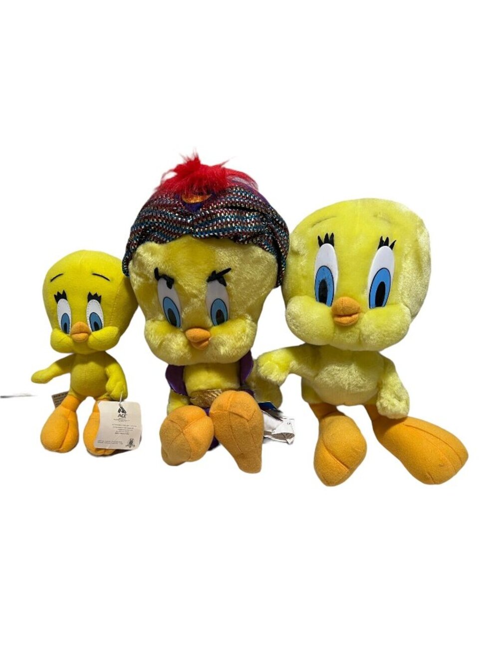 Looney Tunes Lot of 3 Tweety Bird Plush Stuffed Animal Toys Fortune Teller Vtg